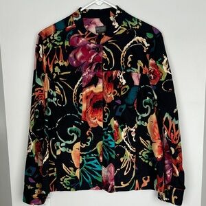 Chico's Vibrant Multicolor Floral Blazer